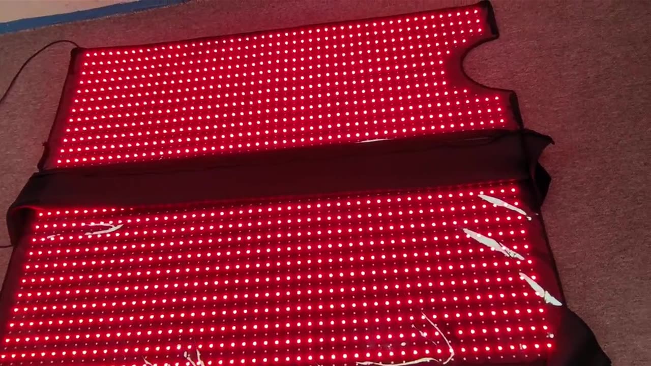 Infrared light illuminates the sleeping bag