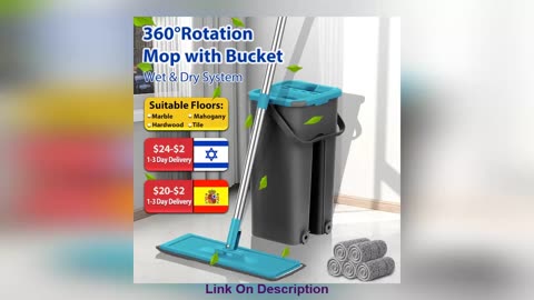 Exclusive Flat Squeeze Mop with Spin Bucket Hand Free W