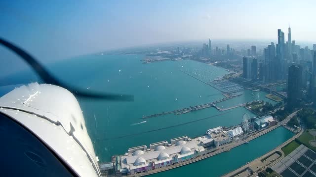 Flying along the Chicago Waterfront