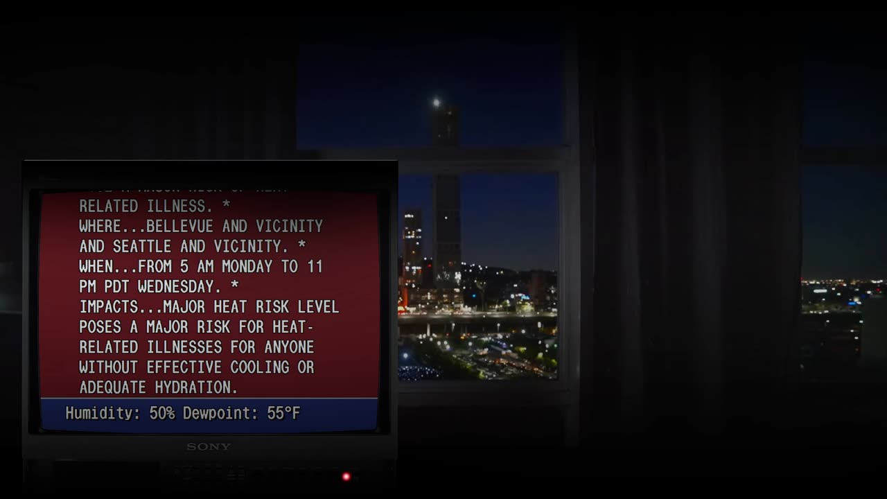 Retro Weather TV LIVE - Open Window, City Night