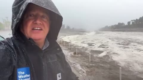 Palm Desert California - Flood waters filling up the washes