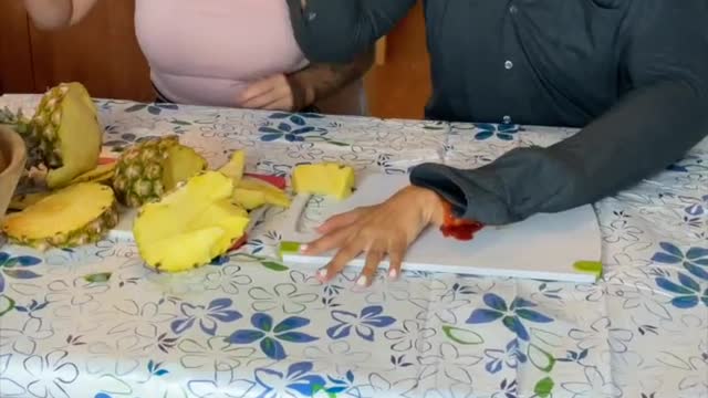 fake hand being cut off prank