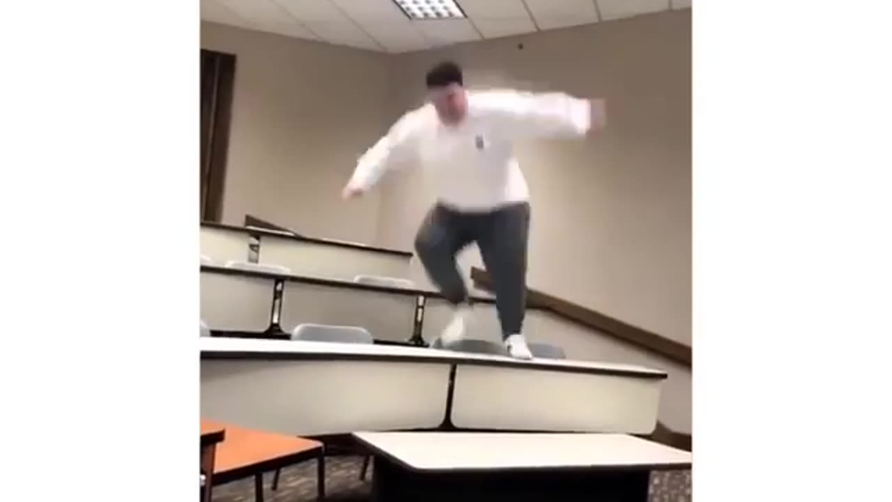 Student Jump On Table Fail