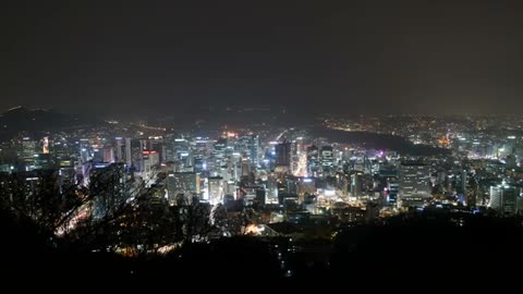 Seoul City Skyline At Night