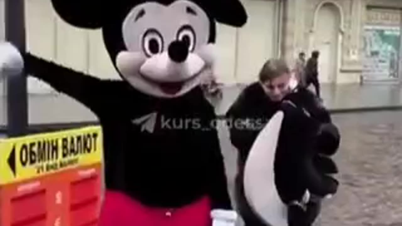 Ukrainian recruitment officers tried to conscript Mickey mouse and other colorful characters.