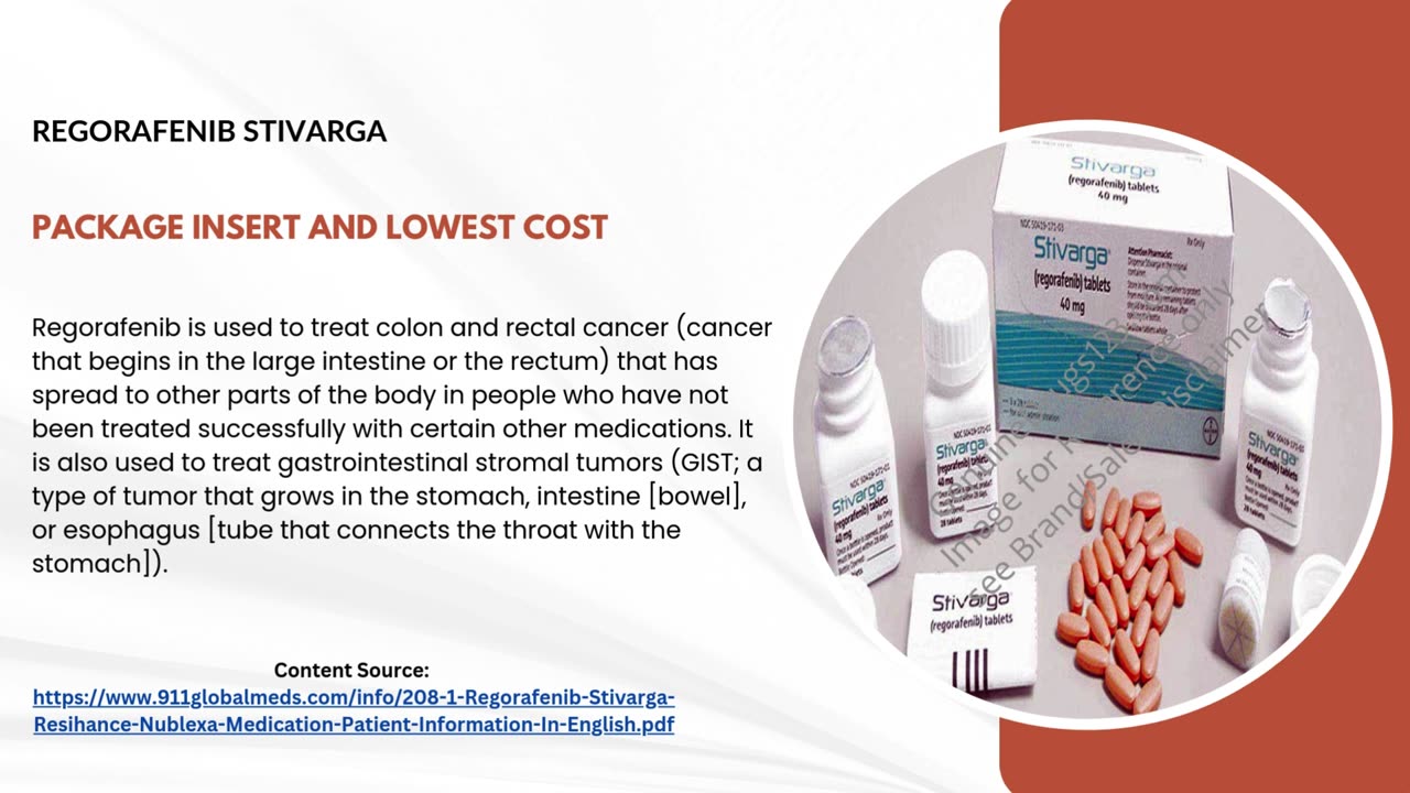 Regorafenib Stivarga Package insert and Lowest cost