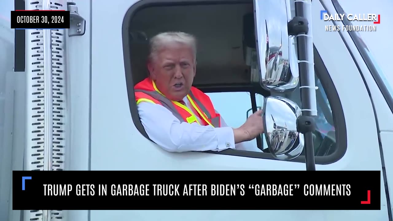 Trump Gets In Garbage Truck After Biden's "Garbage" Comments