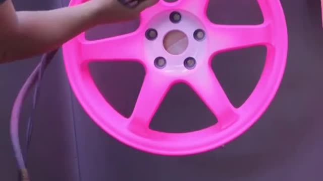 These wheels are BRIGHT #fyp #powdercoating
