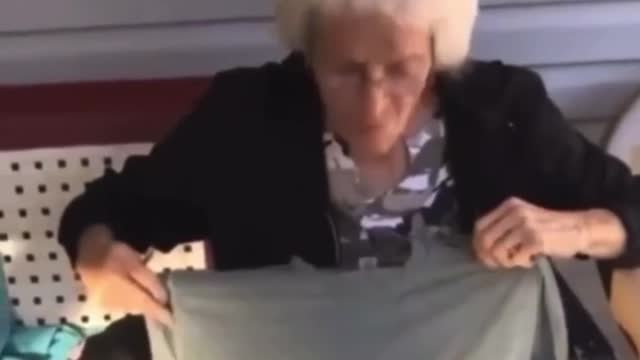 Grandma Receives A #FJB T Shirt For A Gift