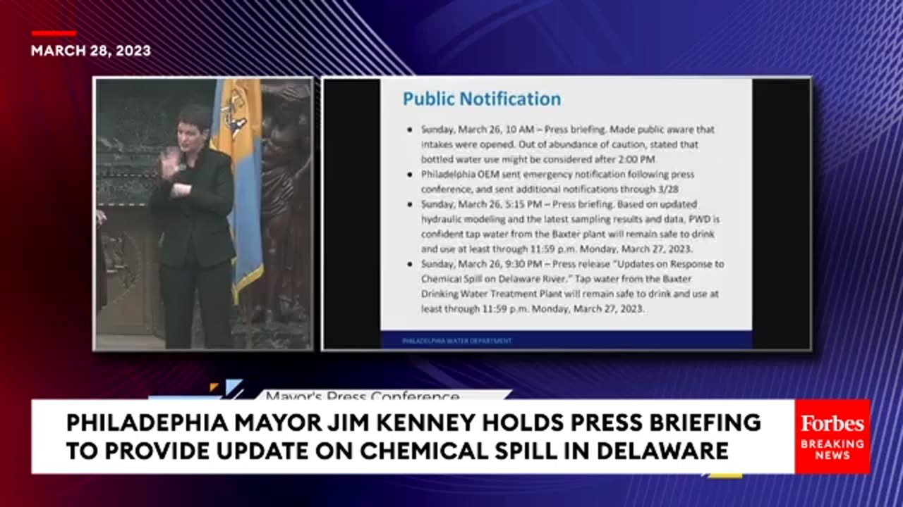 'Philadelphia Drinking Water Will Not Be Impacted By The Spill'- Mayor Jim Kenney Updates Residents