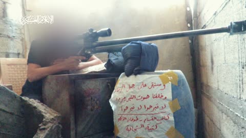 A zionist soldier sniper in Shujaiya, east of Gaza City