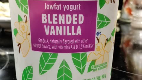 Eating Kroger Blended Vanilla Lowfat Yogurt, Dbn, MI, 9/18/23