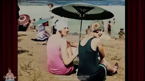 English Bay Vancouver 1928 in AI Restored Colorized Film