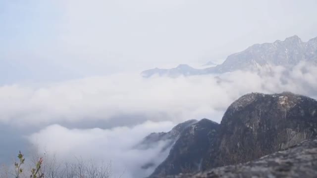 A smoky morning on a mountaintop