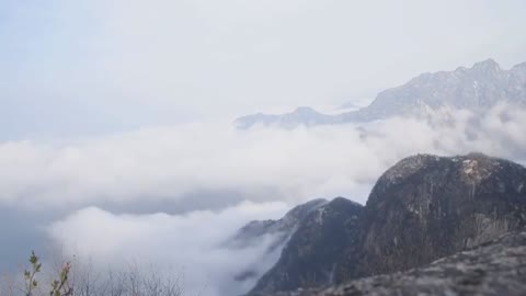 A smoky morning on a mountaintop