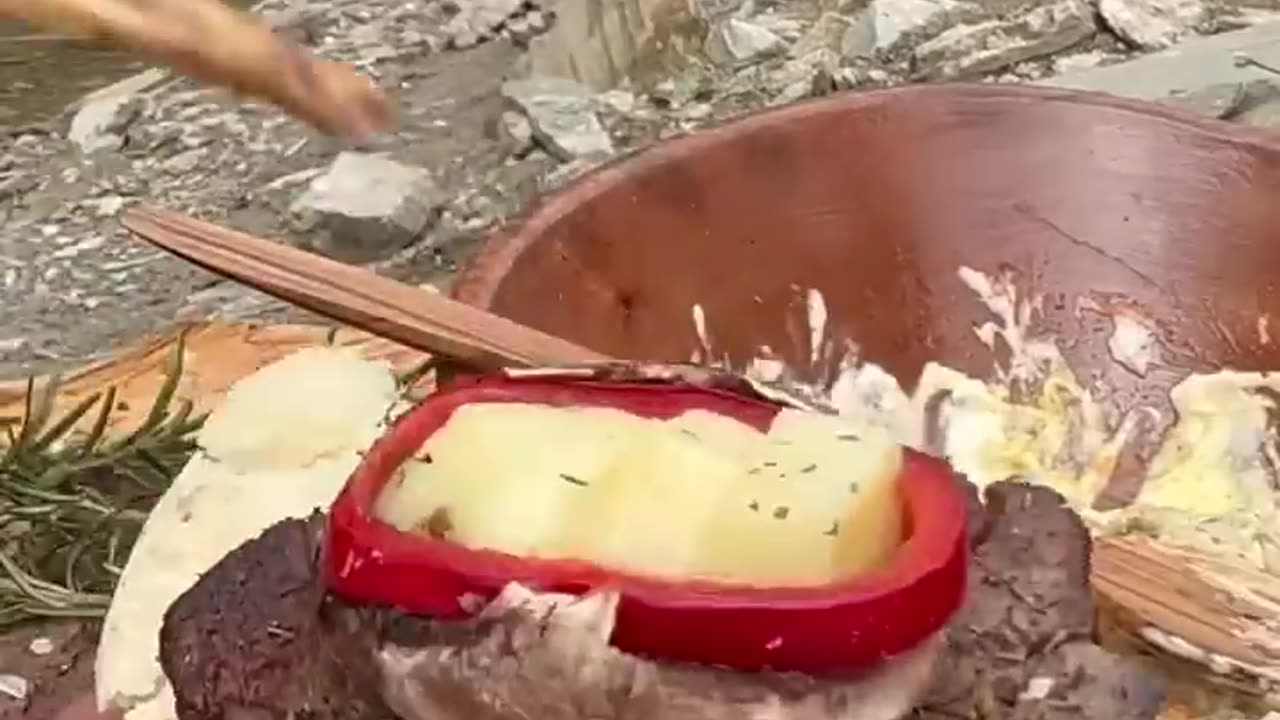 Doğal taş üzerinde Lokum Bonfile 🥩 Tenderlion cook on stone with nature 🔥🌲