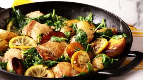 How to Make Skillet Lemon Chicken & Potatoes with Kale