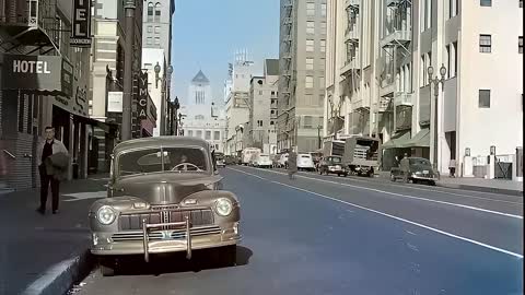 1940s - Views of Los Angeles & San Francisco in color [60fps, Remastered] w_sound design added