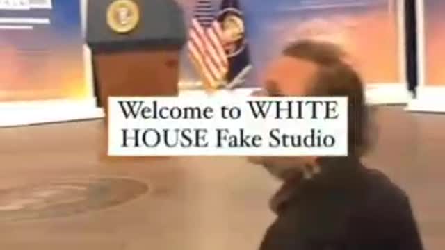 Walk into the Fake White House Set. Biden has never been to the White House. Never will...