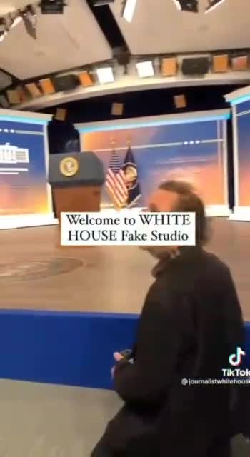 Walk into the Fake White House Set. Biden has never been to the White House. Never will...
