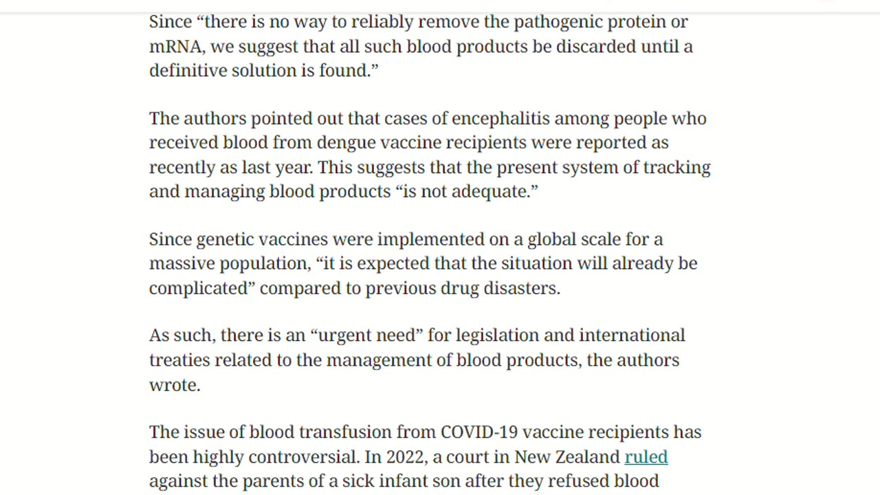 mRNA Vaccines Blood Bank Contamination Concerns