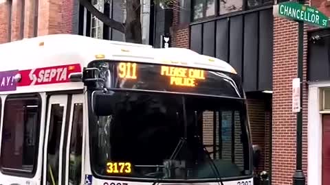Malfunctioning Bus Message Ask Public to Call 911