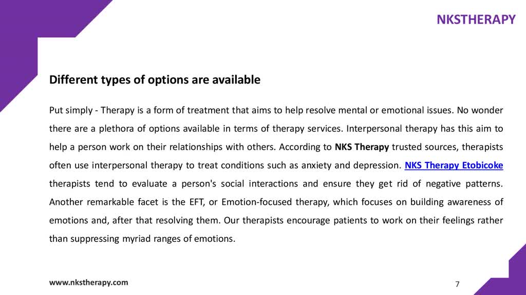 NKS Therapy Etobicoke Boosts Your Mental Health Outlook