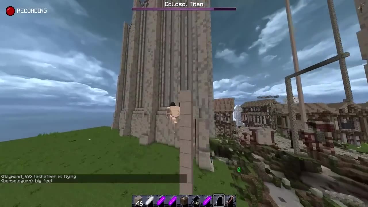 100 players simulate an ATTACK on titan civilization in minecraft.