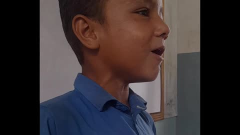 A School child small puppy mimicry