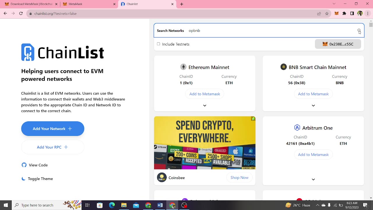Adding Opbnb Chain to Metamask Wallet