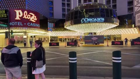 Fremont Street LAS VEGAS and Gambling Winner Quad 3's and DANCING DRUMS