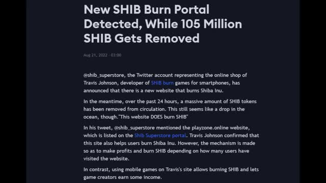 Shiba ญาณเตือนอันตรงาตรวจพบ SHIB Burn Portal ใหม่ ข่าวคริปโต_Cut