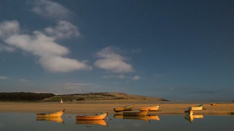 Canoes on the lake