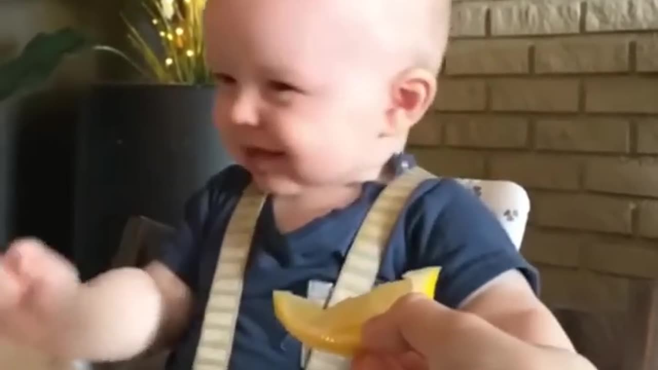 Try Not to Laughš¤£Baby Eating Lemon For The First Time