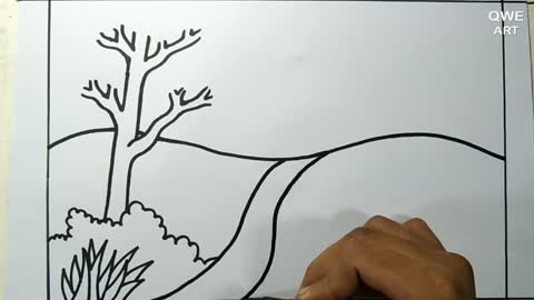 Rainbow Scenery Drawing | Landscape drawing with Mountain and Rainbow - Drawing Class- 12