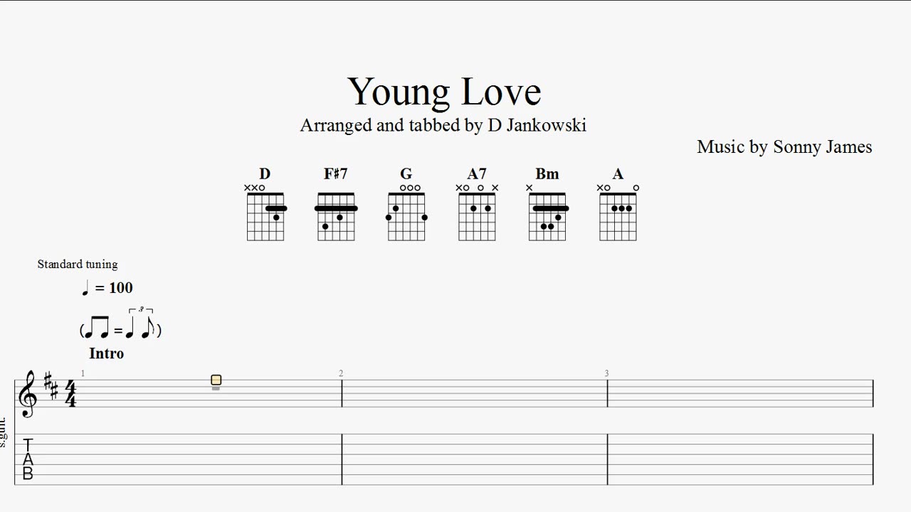 Guitar tabs for Young Love