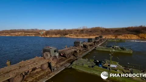 Russian bridge building unit exercising in Eastern Ukraine.