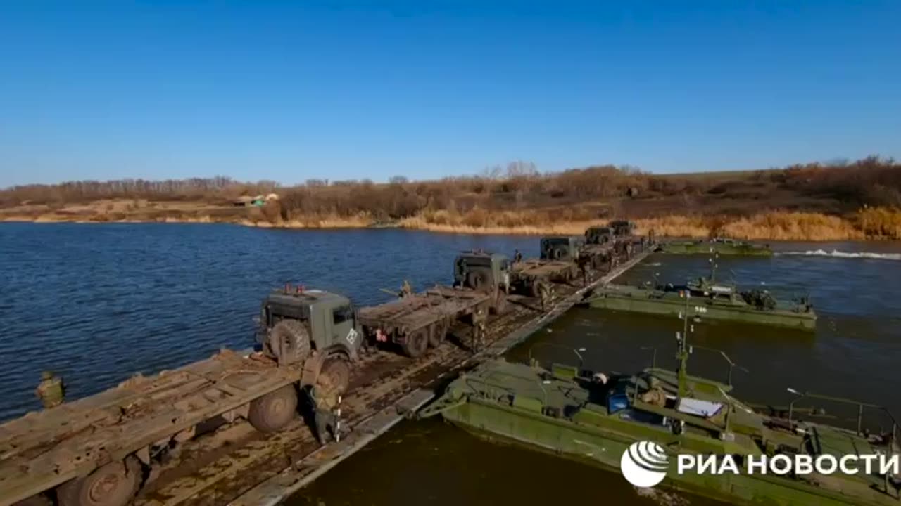 Russian bridge building unit exercising in Eastern Ukraine.