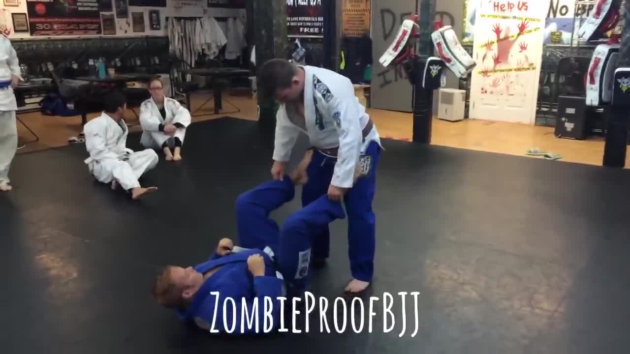 Fake Leg Drag to Ninja Mount vs Open Guard - ZombieProof Brazilian Jiu-Jitsu / Gi Techniques