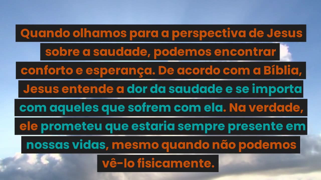 "A SAUDADE SOB A LUZ DE JESUS: UM LEMBRETE DO AMOR QUE TRANSCENDE O TEMPO"