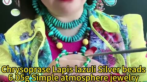 20250214-08 Chrysoprase Lapis lazuli Silver beads 6.05g Simple atmosphere jewelry for Gift choice