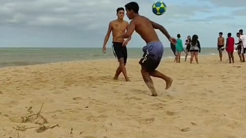 Imagine walking pass these soccer skills on the beachasf