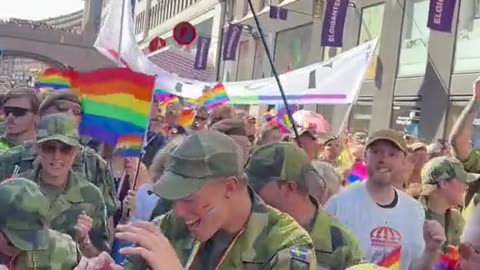 Swedish Army in Stockholm having LGBT fun.