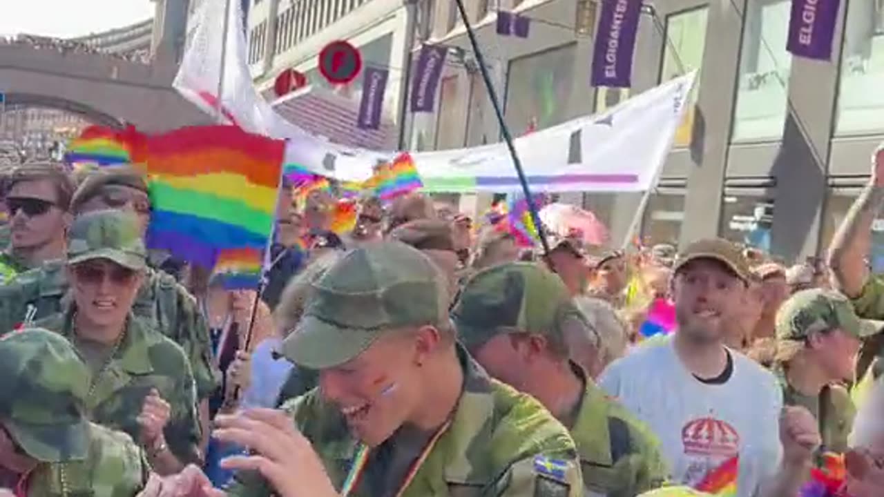 Swedish Army in Stockholm having LGBT fun.