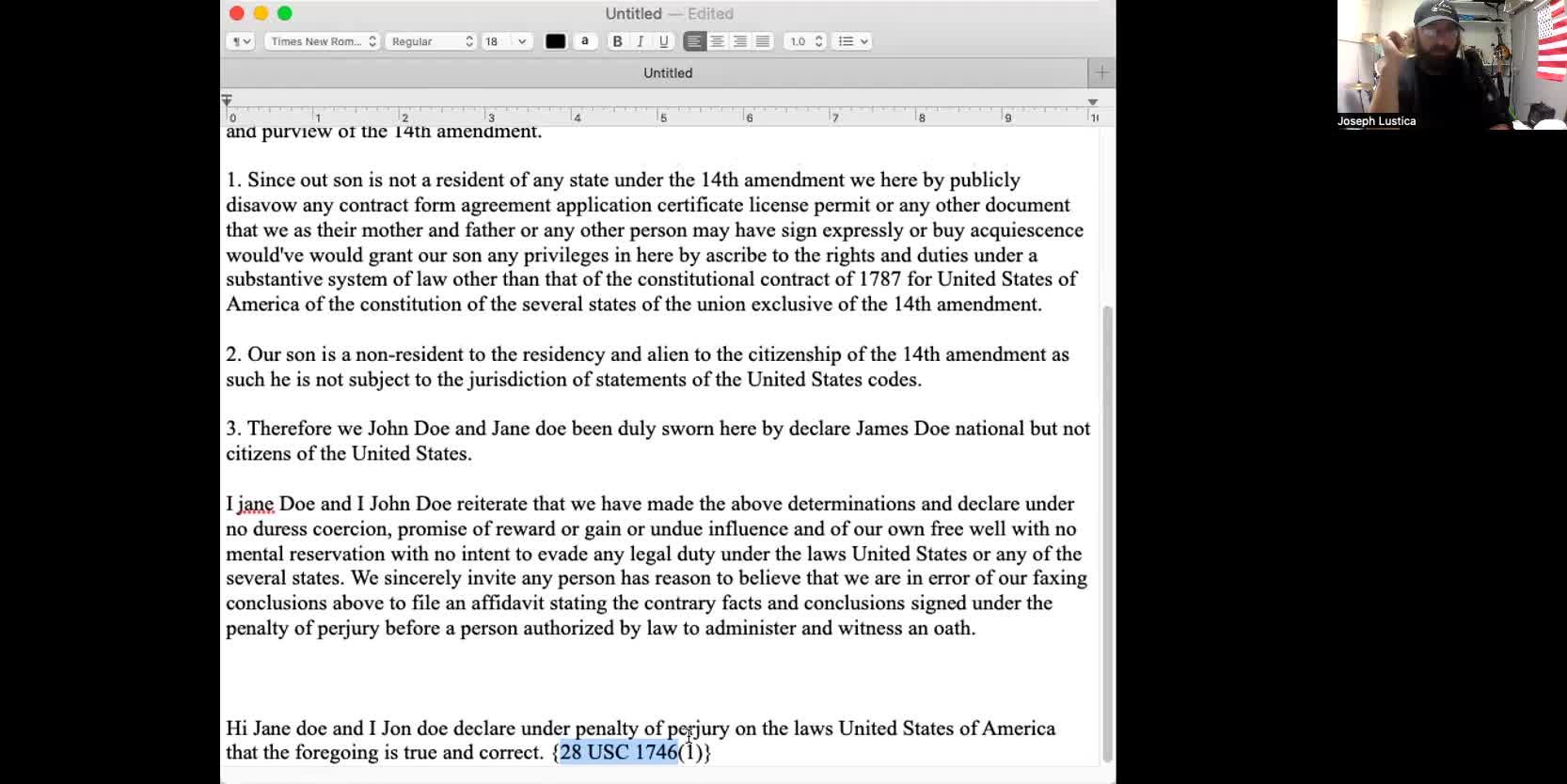Affidavit of status for children
