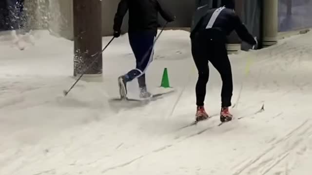 Cross Country Skier Runs Ahead of The Competition