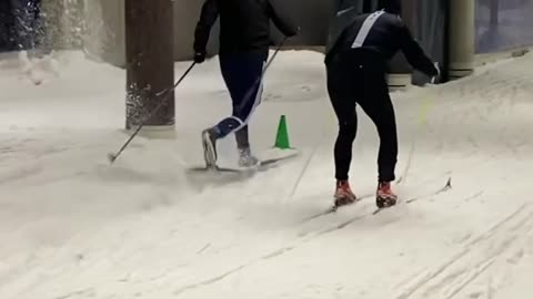 Cross Country Skier Runs Ahead of The Competition