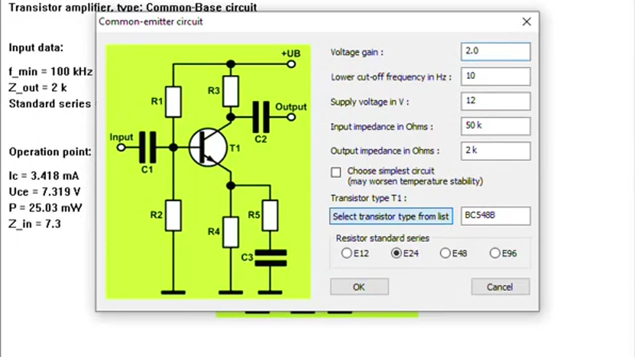 Design of transistor amplifier