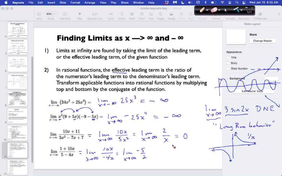 MAT 265 Wed Jan 19 : Limits at Infinity