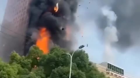 building in china on fire